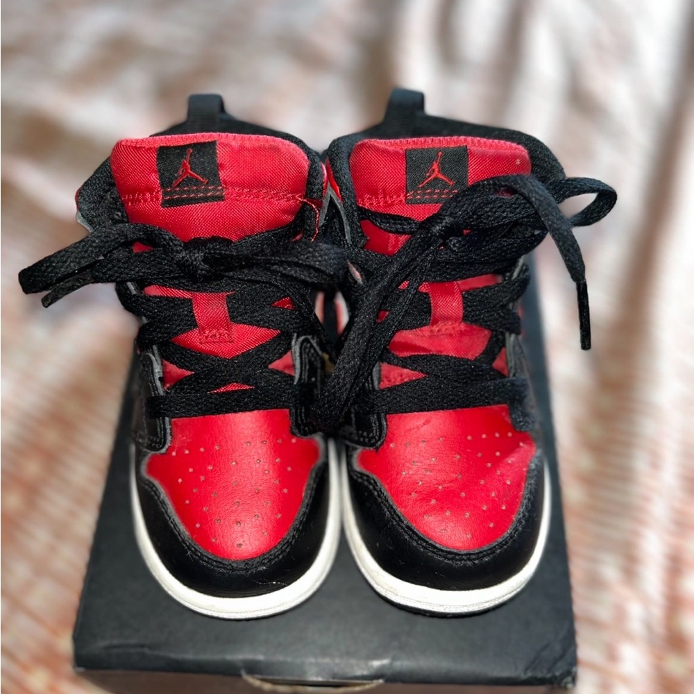 Nike Red and Black High-Top Jordan 1's